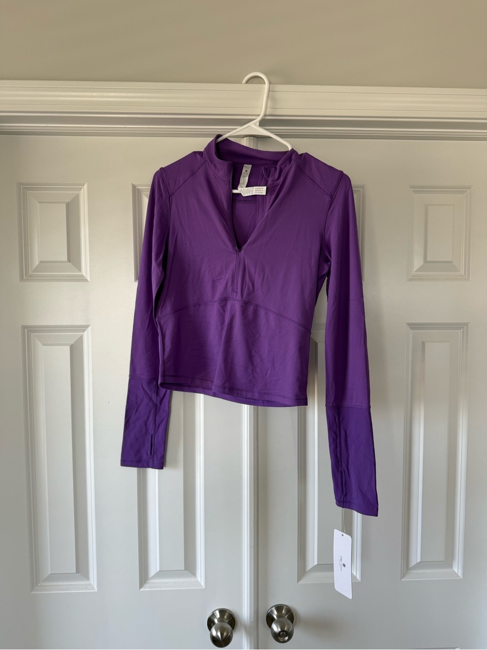 NWT CRZ YOGA Purple Quarter-Zip Long Sleeve Active Top